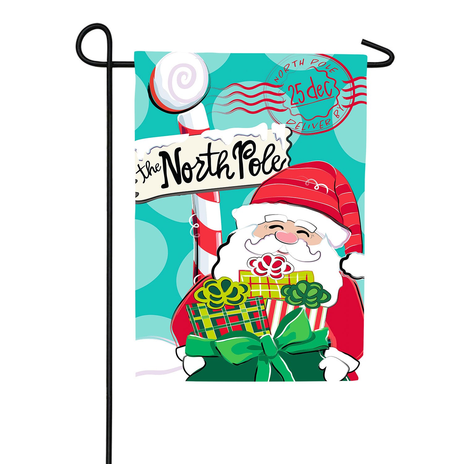 North Pole Welcome Burlap Garden Flag