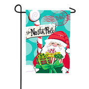 North Pole Welcome Burlap Garden Flag