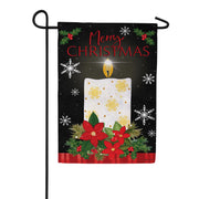 Merry Christmas Candle Burlap Garden Flag