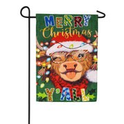 Merry Highland Ho Burlap Garden Flag