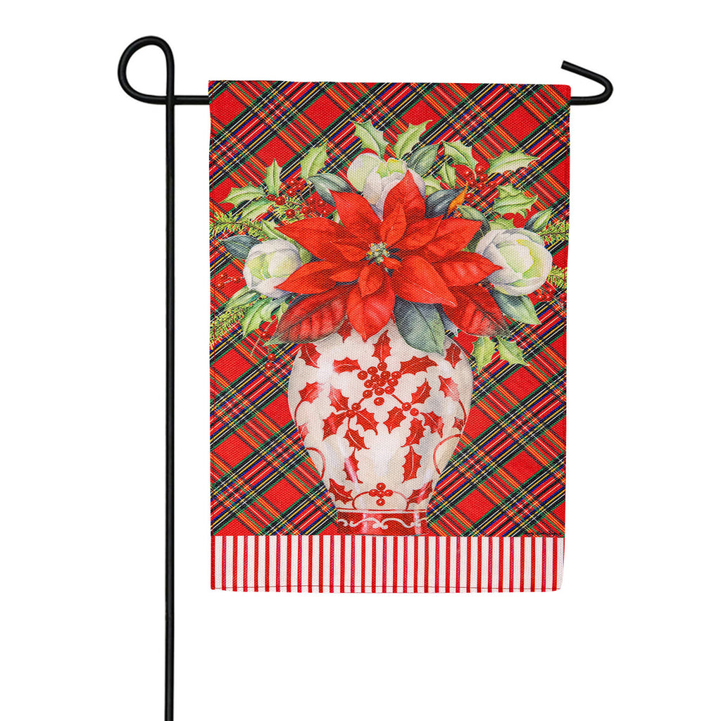 Chinoiserie Christmas Burlap Garden Flag