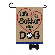 Evergreen Life Is Better With A Dog Burlap Garden Flag