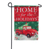 Evergreen Christmas Heritage Red Truck Suede Garden Flag