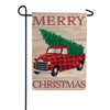 Evergreen Holiday Plaid Truck Garden Flag