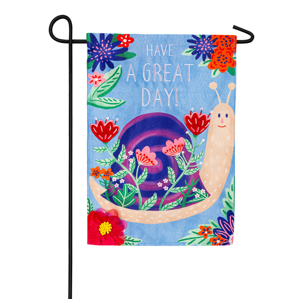 Evergreen Great Day Snail Linen Garden Flag