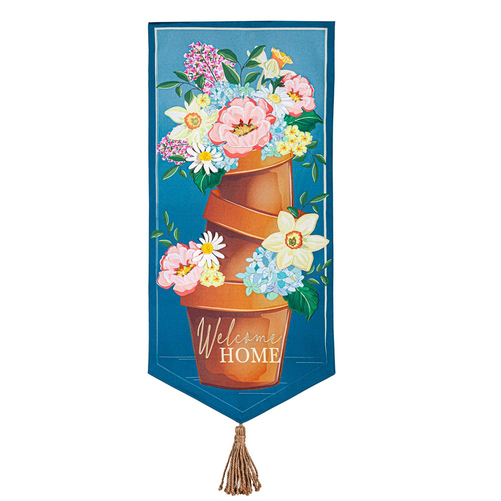 Evergreen Welcome Home Flower Pots Everlasting Impressions Textile Decor