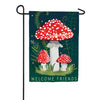 Evergreen Welcome Friends Mushroom Garden Linen Garden Flag
