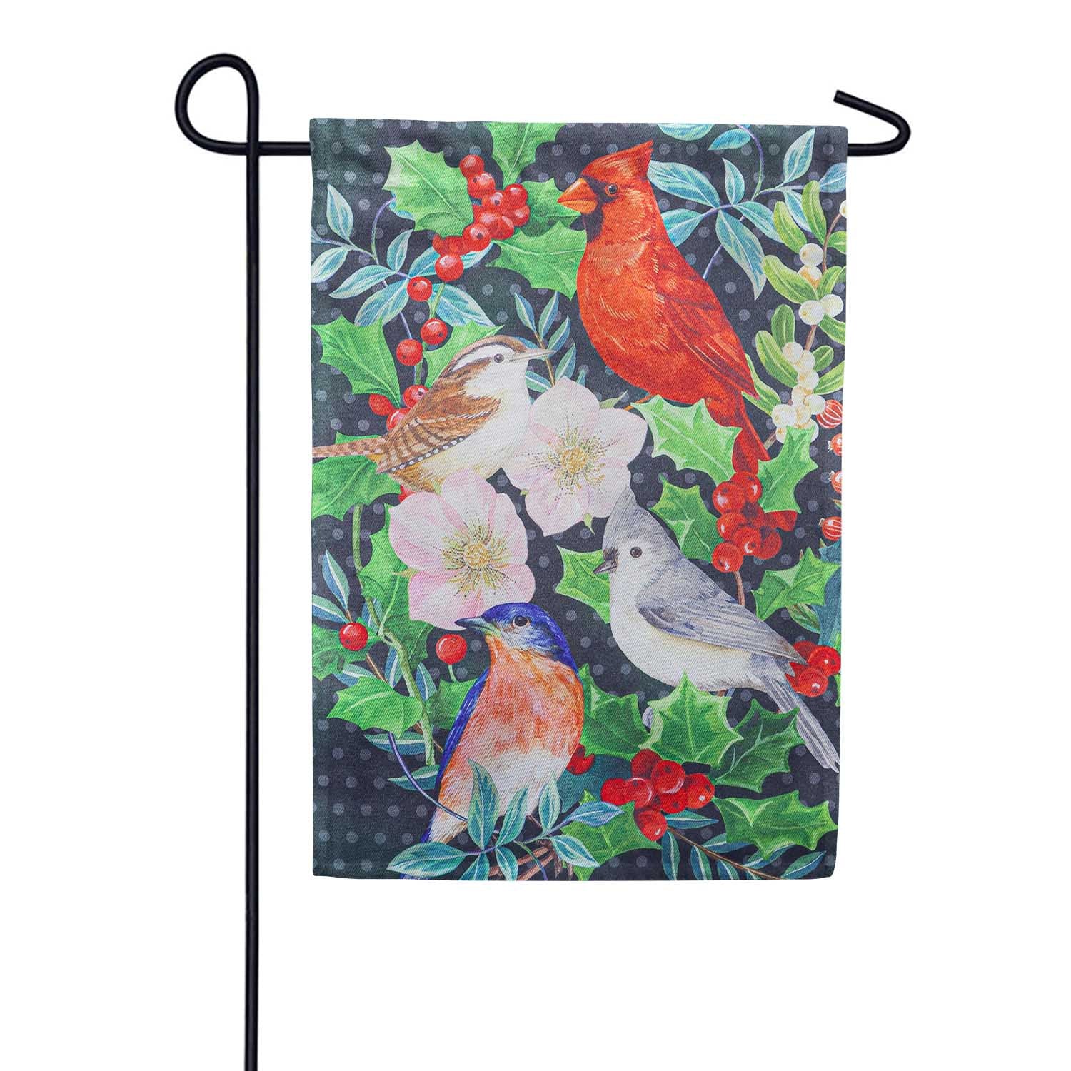 Evergreen Winter Bird Friends Lustre Garden Flag