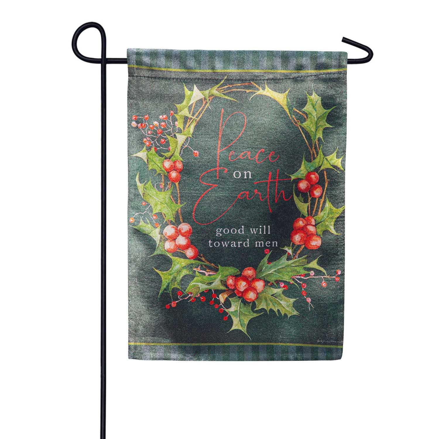 Evergreen Peace on Earth Lustre Garden Flag