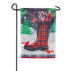 Evergreen Holiday Plaid Boot Garden Flag