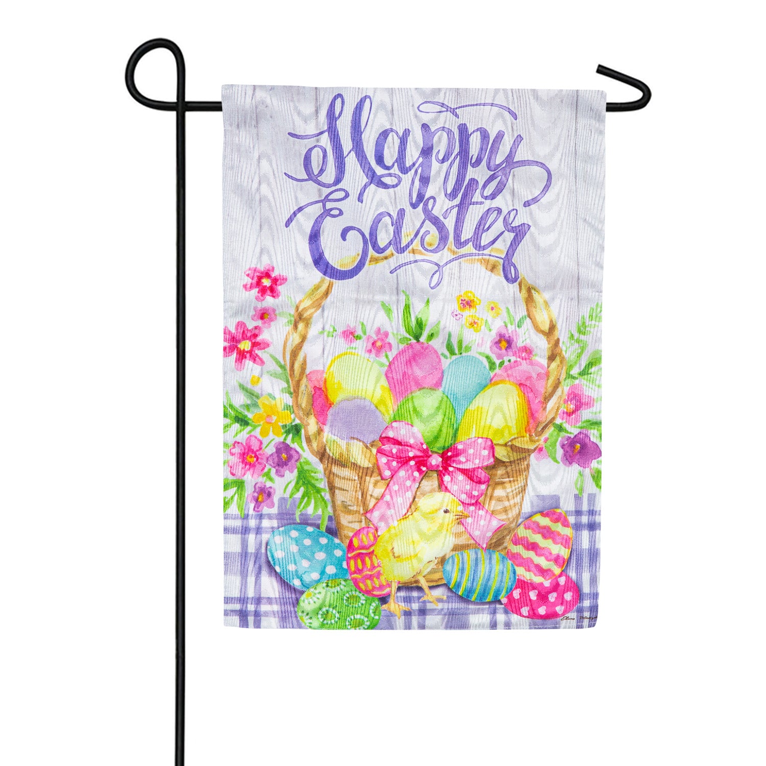 Evergreen Moire Easter Egg Basket Garden Flag