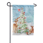Evergreen Moire Christmas Tree and Friends Garden Flag
