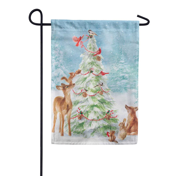 Evergreen Moire Christmas Tree and Friends Garden Flag