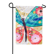 Evergreen Moire Garden Flag - Folk Butterfly