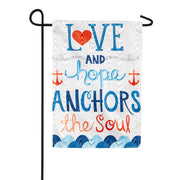Evergreen Love and Hope Anchors the Soul Moire Garden Flag