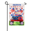 Evergreen Vintage Patriotic Wagon Moire Garden Flag