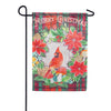 Evergreen Merry Christmas Cardinal Moire Garden Flag