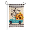 Evergreen Mint Sunflower Truck Quilted Garden Flag