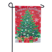 Evergreen Suede 2-Sided Garden Flag - Seasons Greeting Trees