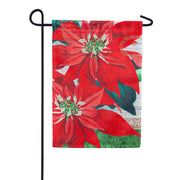 Evergreen Suede 2-Sided Garden Flag - Elegant Poinsettia