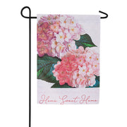 Evergreen Pink Hydrangea Suede Garden Flag