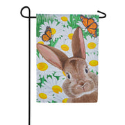 Evergreen Suede 2-Sided Garden Flag - Hello Bunny