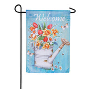 Evergreen Suede - Welcome Flowers Garden Flag