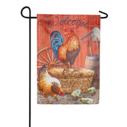 Evergreen Suede - Chicken in Barn Garden Flag