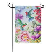 Evergreen Humming Along Suede Garden Flag