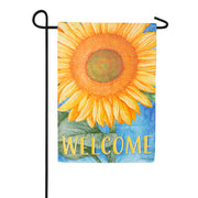 Evergreen Suede Garden Flag - Welcome Sunflower