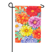 Evergreen Suede Garden Flag - Dahlias Bouquet