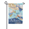 Evergreen Oh Come Let Us Adore Him Suede Garden Flag