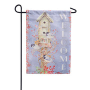 Evergreen Suede Chickadee Dee Dee's Garden Flag