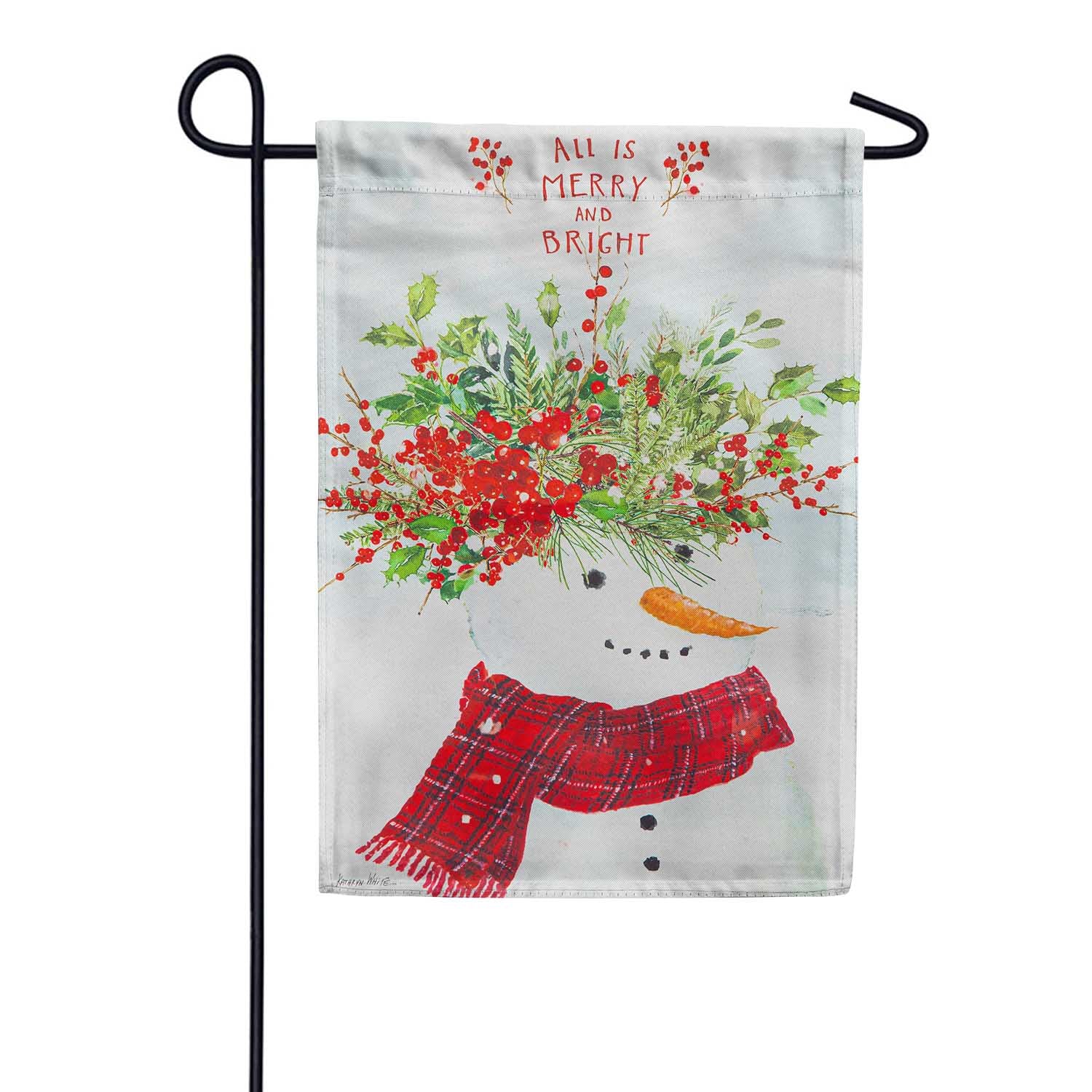 Evergreen All is Merry and Bright Suede Garden Flag