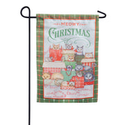 Evergreen Meowy Christmas Suede Garden Flag