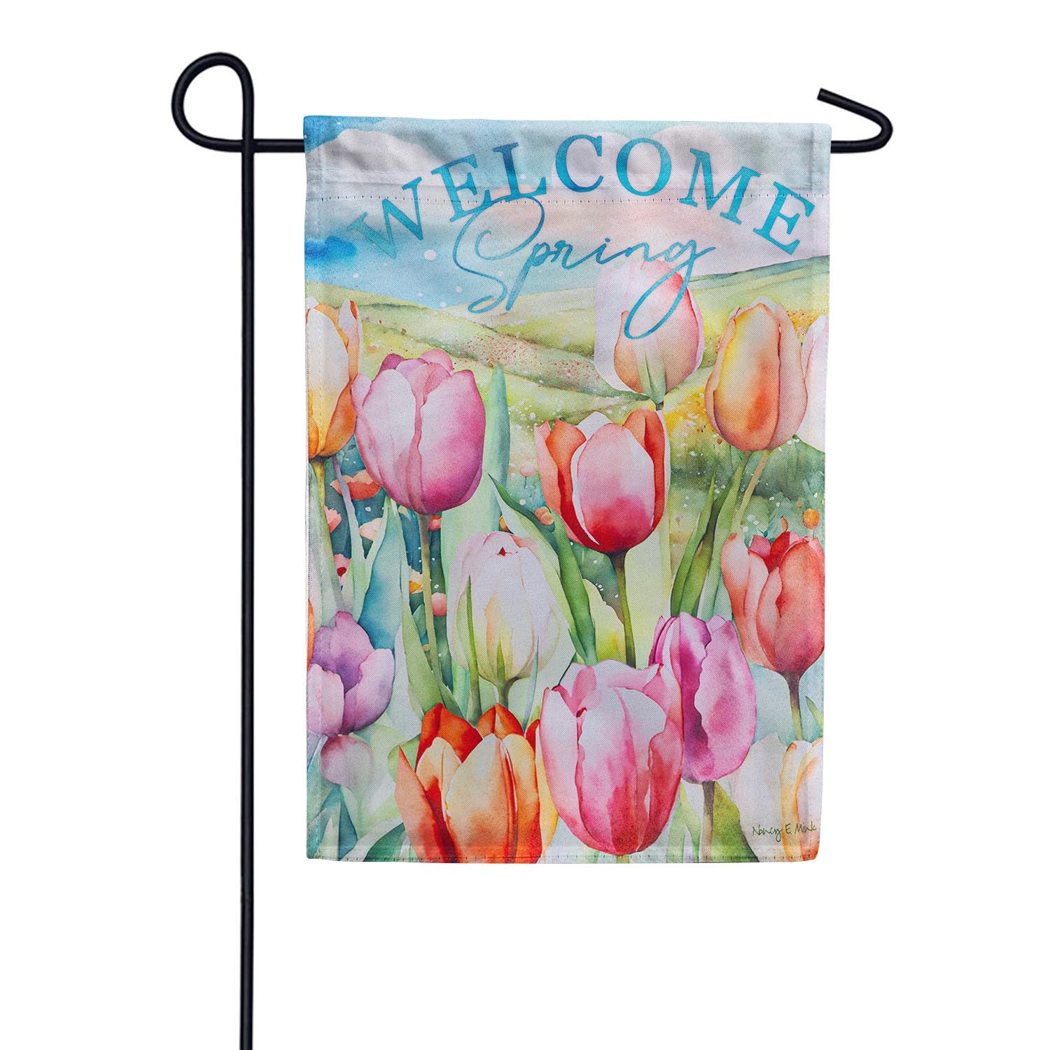 Evergreen Tulip Fields Garden Flag