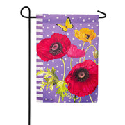 Evergreen Poppy Welcome Suede Garden Flag