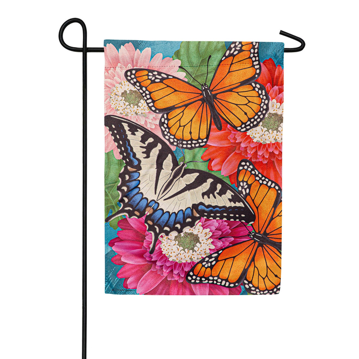 Evergreen Mother Monarch Suede Garden Flag