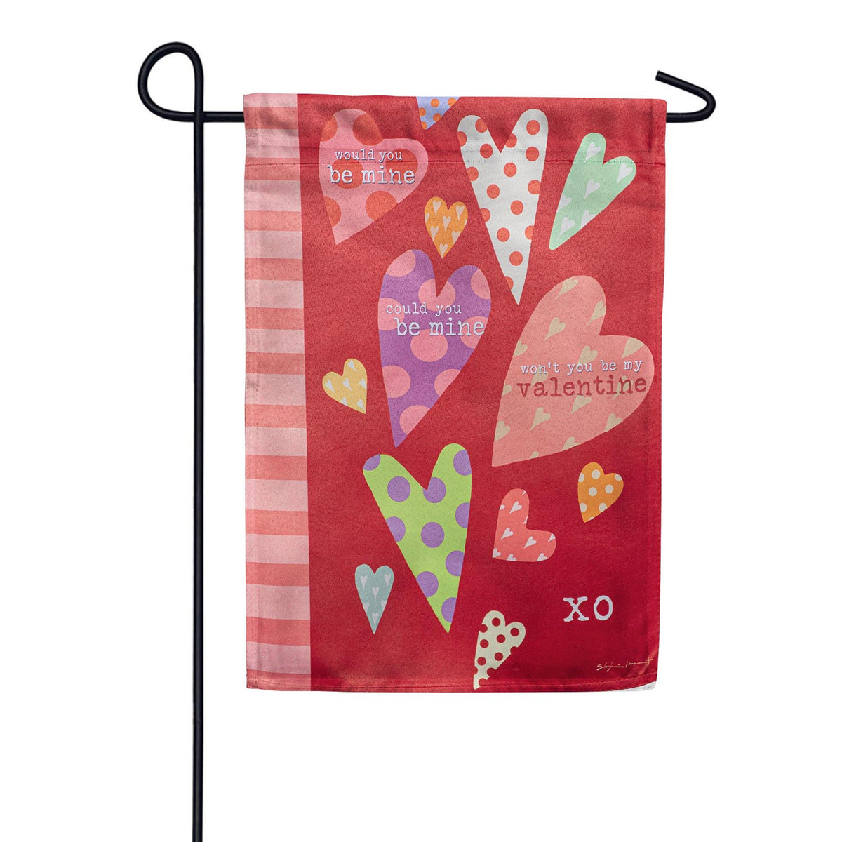 Evergreen Hearts of Love Suede Garden Flag