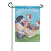 Evergreen Floral Chickens Suede Garden Flag