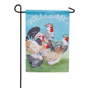 Evergreen Floral Chickens Suede Garden Flag