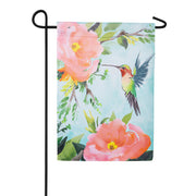 Evergreen Hummingbird Suede Garden Flag