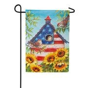 Evergreen Stars and Sparrows Suede Garden Flag