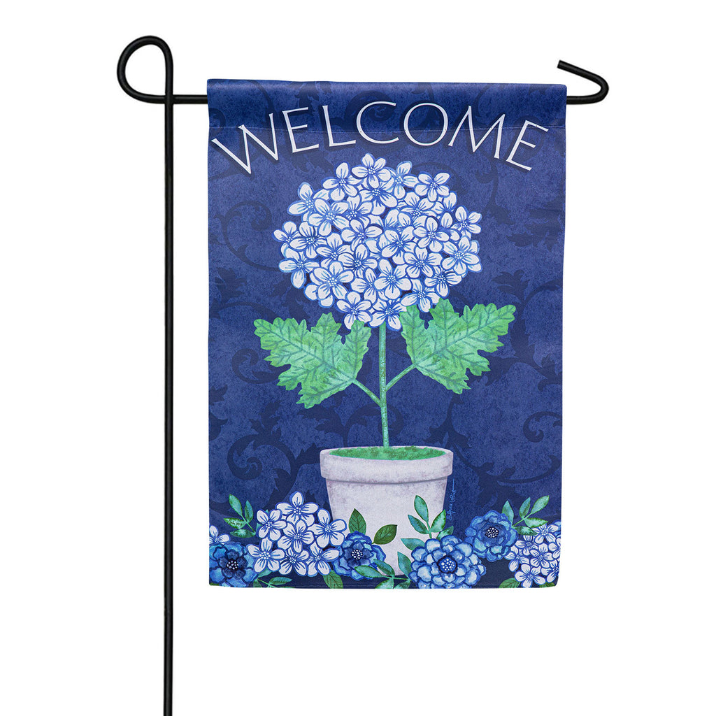 Evergreen Potted Floral Suede Garden Flag