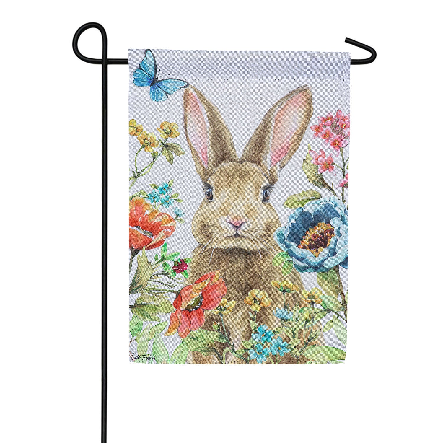 Evergreen Garden Bunnies Suede Garden Flag