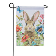Evergreen Garden Bunnies Suede Garden Flag