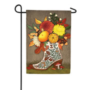 Evergreen Boot Floral Suede Garden Flag
