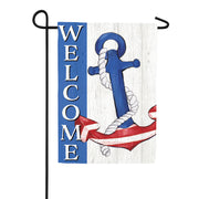 Evergreen Patriotic Anchor Suede Garden Flag