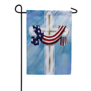 Evergreen Flag Draped Cross Suede Garden Flag