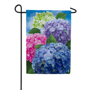 Evergreen Multicolor Hydrangeas Suede Garden Flag